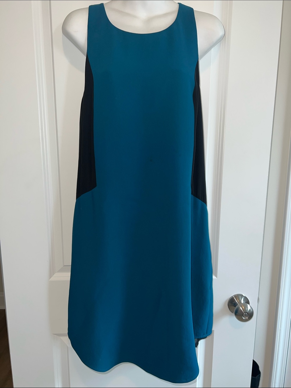 Rebecca Minkoff color block sheath dress - teal & black